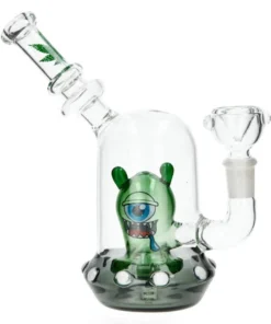 Glass Bong - Green Alien Bubbler (17cm)