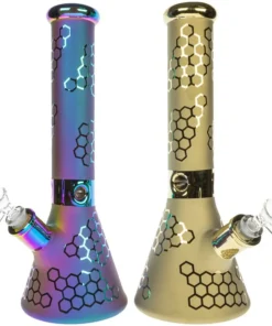 HILLSIDE GLASS 14" METALLIC HONEYCOMB BEAKER BONG