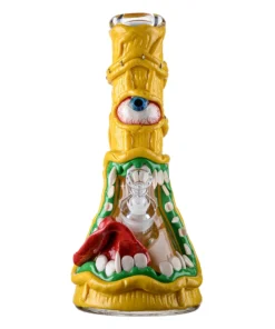 Creepy Yellow Underwater Cyclops Beaker Bong Monster Dab Rig Big Thick Waterpipe W/ Ice Pinch