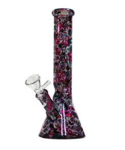 Glass Bong - Mexican Flower Skull (26cm)