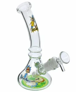 8" RICK AND MORTY BENT NECK ASSORTED GRAPHIC BEAKER BONG